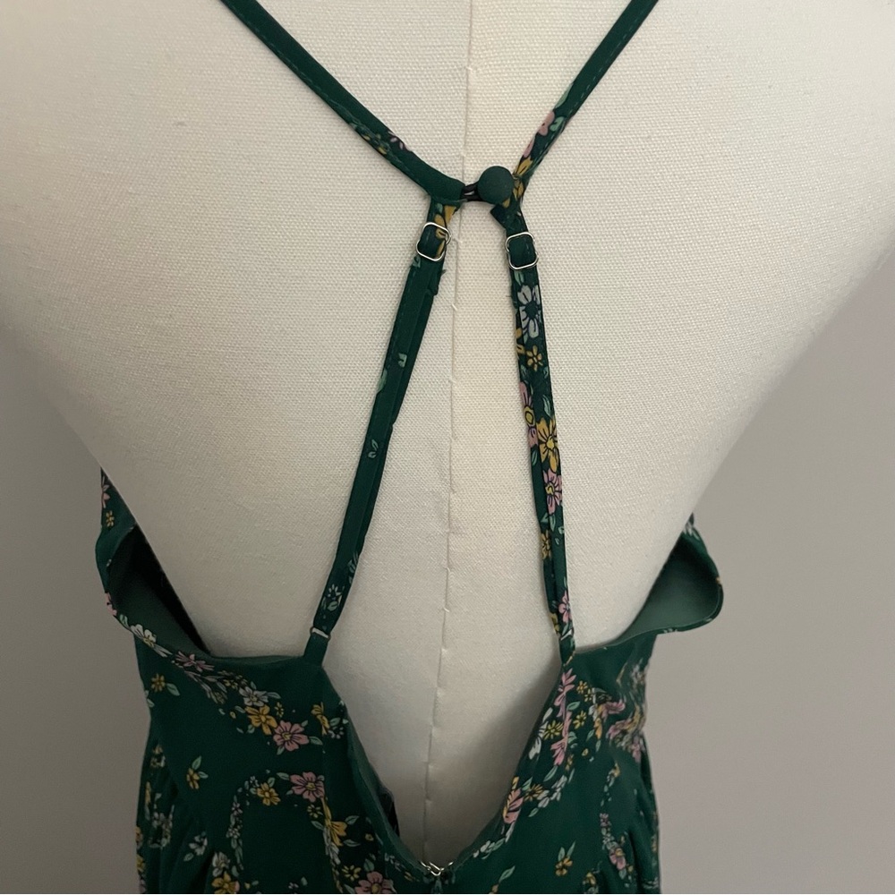Laundry by Shelli Segal Dress Maxi Floral Surplice Racerback Lined Green Pink - Picture 8 of 14